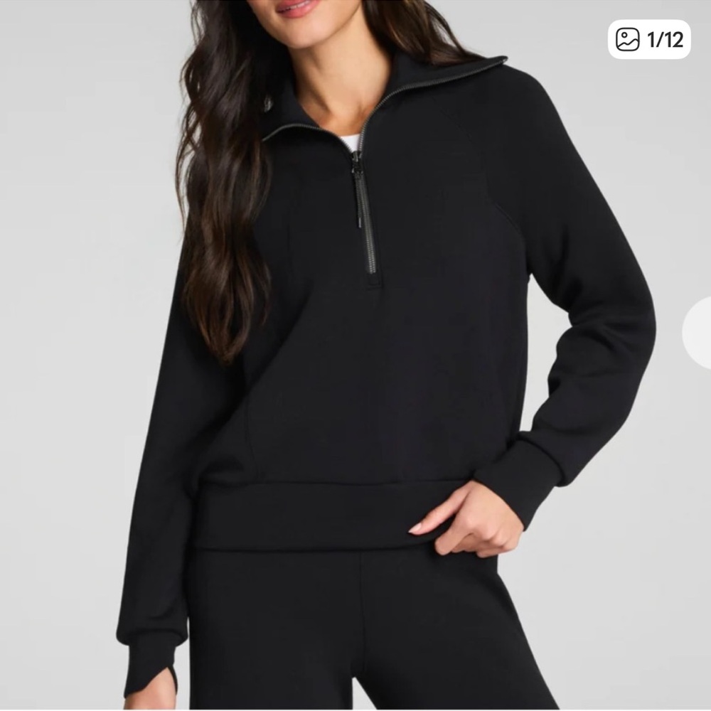 Spanx Air Essentials Half-Zip Black Medium